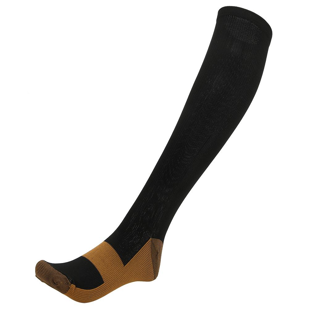 2Pair Sport Compression Stockings Ankle Copper Calf Thining Sleeves(Copper Fibre Knee High Stockings Black s M)