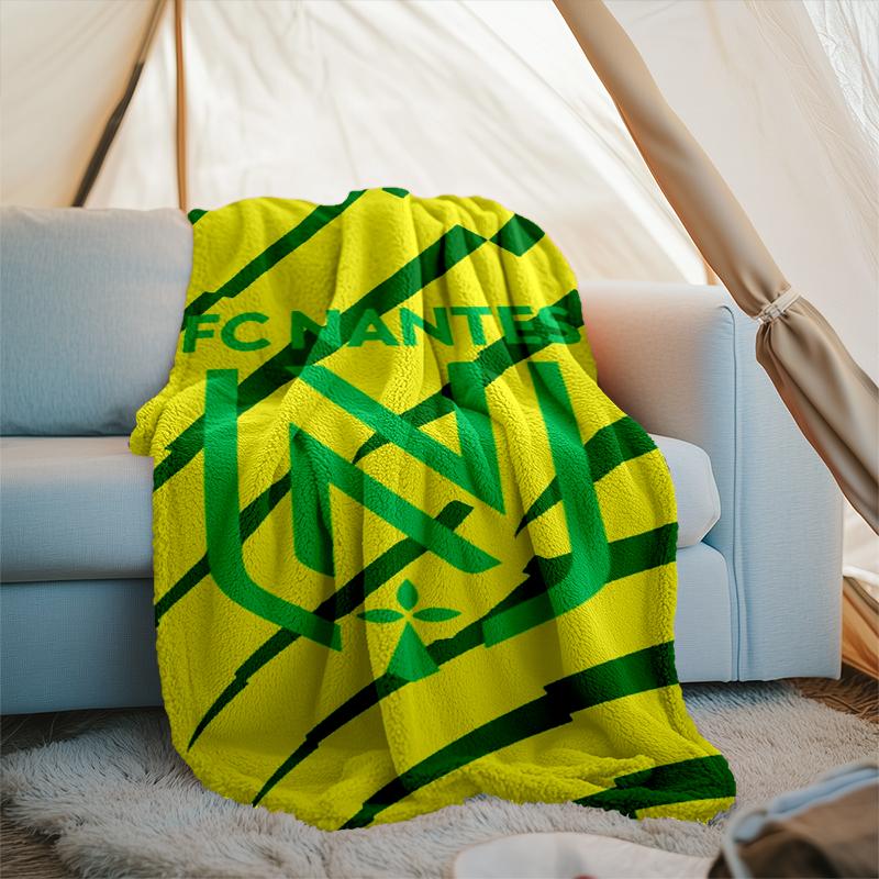 1PC Fc Nan-tes Crest Design Printed Soft Flannel Blanket Throw for Adult Bedroom Living Room Sofa Camping Travel Fan gifts Christmas Gifts