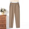 Sommer tynne bukser for middelaldrende og eldre kvinner Mamma-bukser Plussstørrelse Bukser med rette ben Bestemors is-silke capribukser