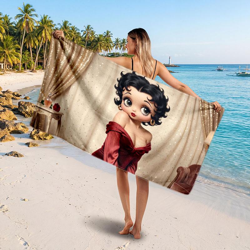 Large Beach TowelBetty Boop Soft Absorbent Towel Beach Bath Home Use