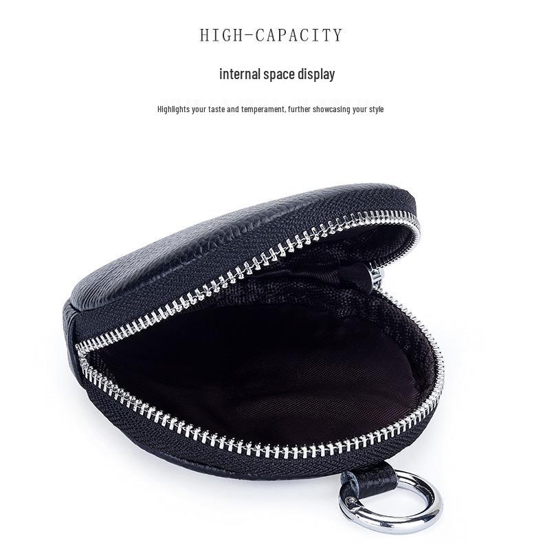 Women's Genuine Cowhide Coin Purse: 2026 Round Earphone & Card Holder Bag