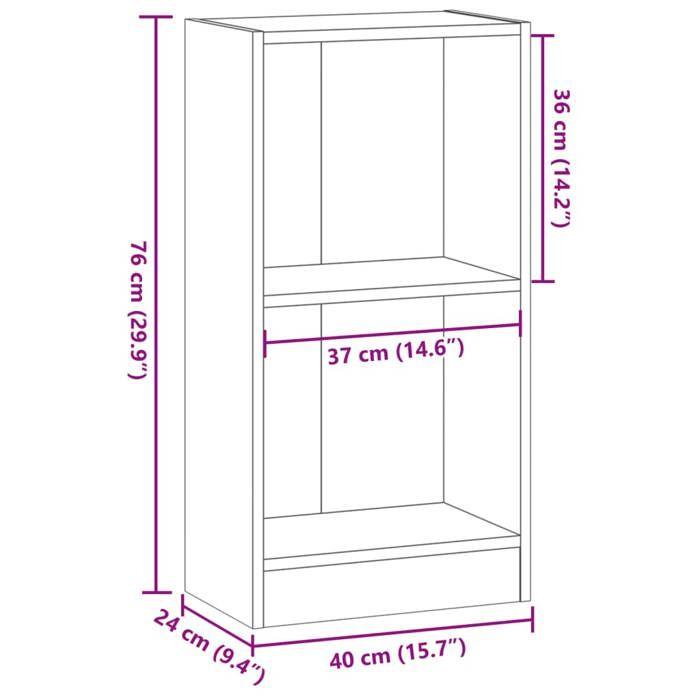 VidaXL Bibliothèque vieux bois 40x24x76 cm bois d'ingénierie, étagère, étagère à livres, support de livre, armoire de 857772