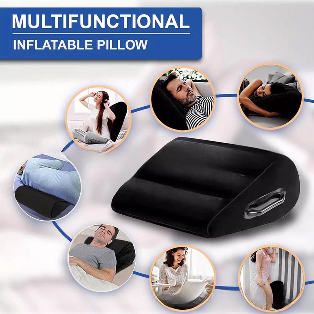 MultiPosition Bed Inflatable Wedge Pillow For Back Knee Support Inflatable Orthopedic Cushion PVC Flocked Material