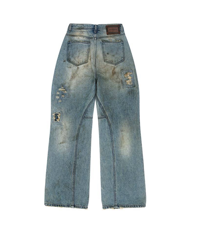 ADSB ANDERSSON BELL Unisex Destroyed Wide-Leg Jeans Apa864U(Blue)