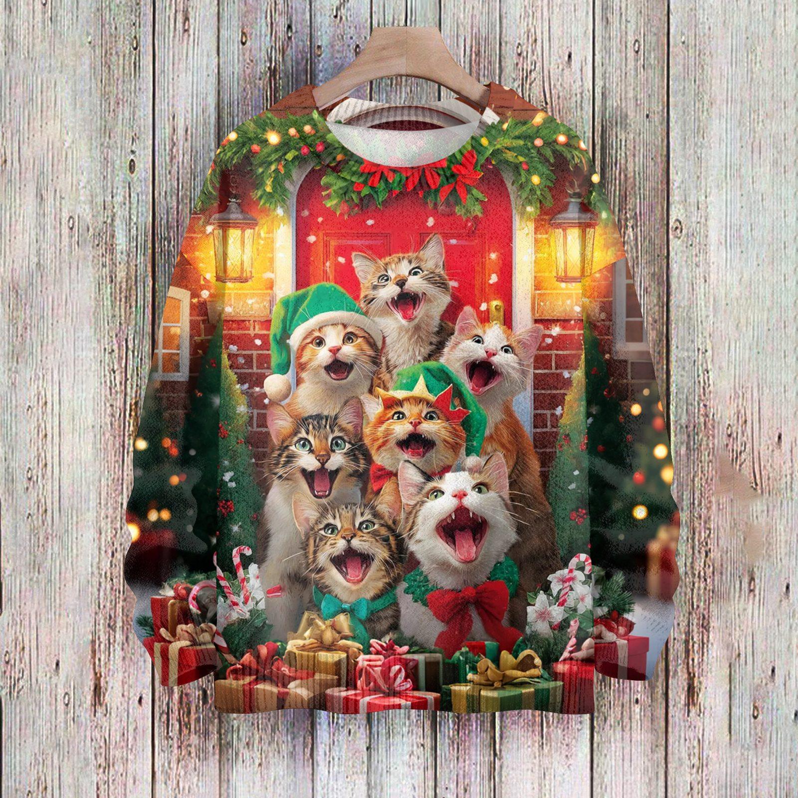 

Рождественские толстовки для женщин Вязаный свитер Милая рубашка Осенний свитер с круглым вырезом Топы XL