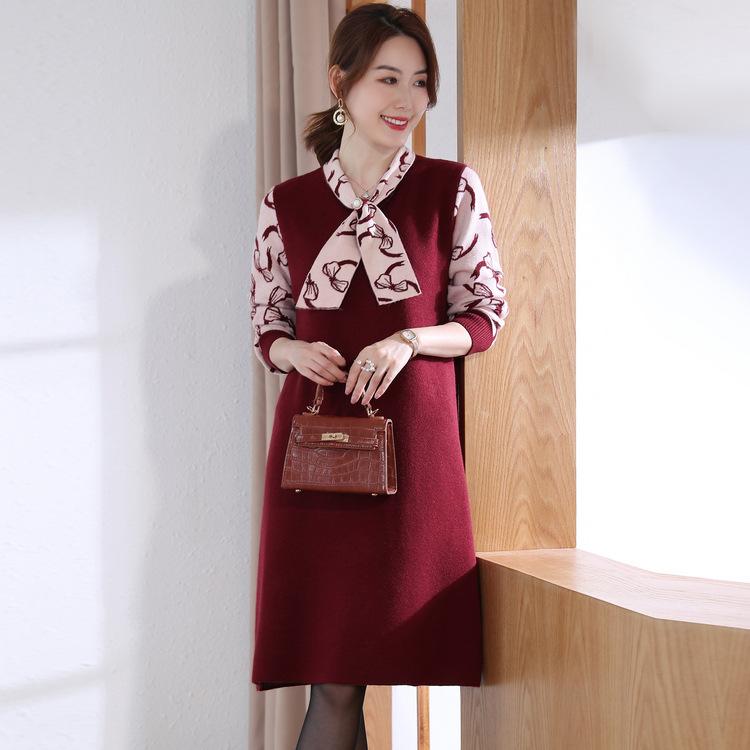 Mom's Long Coat Spring and Autumn Sweater Middle-aged Mother Sweater Middle-aged Autumn Dress.