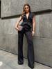 Cross-border European and American elegant high-end sleeveless suit collar vest top, new export women's high-waisted pants set