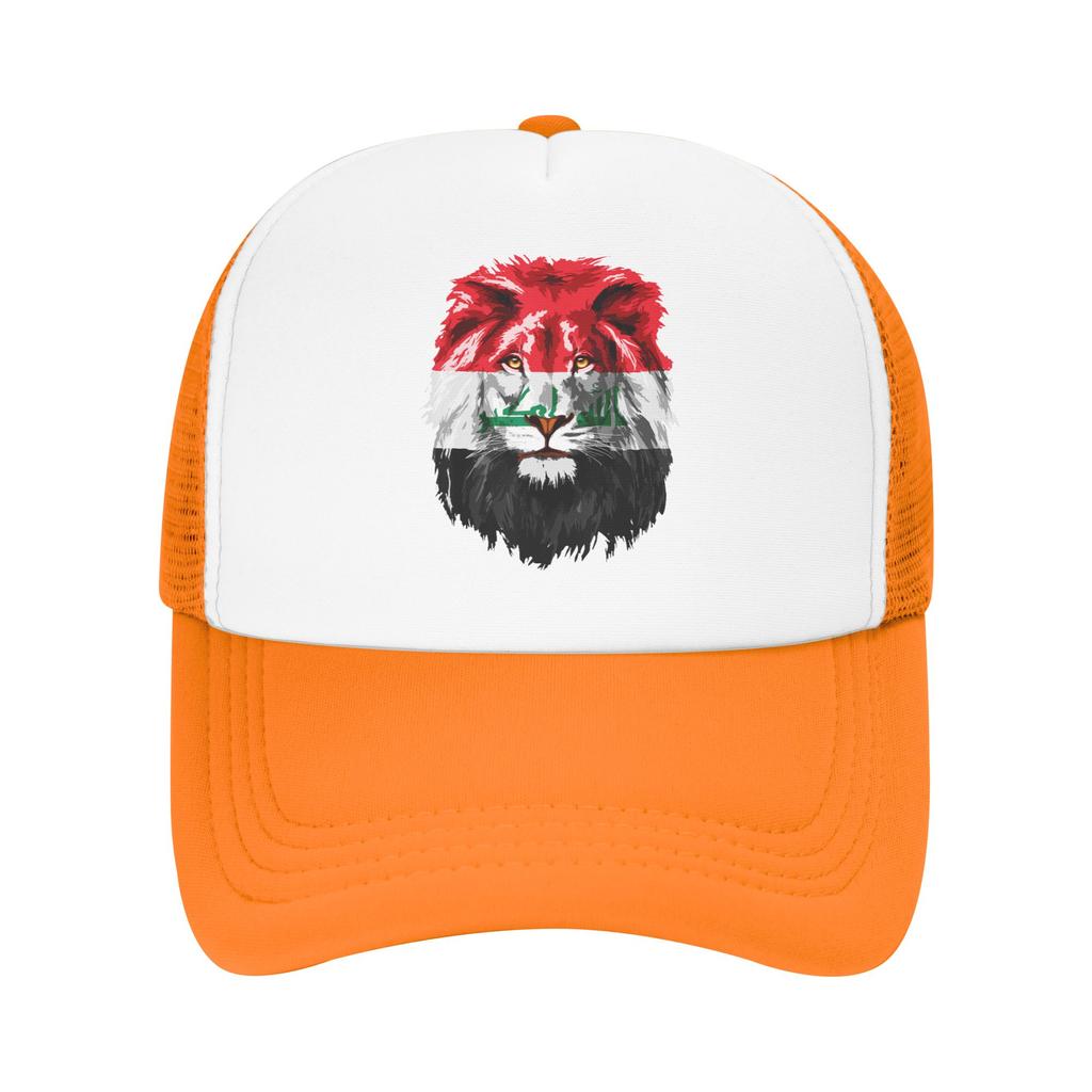 Iraqi Flag Iraq Pride Lion Face Iraq Flag Mesh Baseball Caps Unisex Women Outdoor Sun Hat  Dad Hat Breathable Summer Trucker Hats