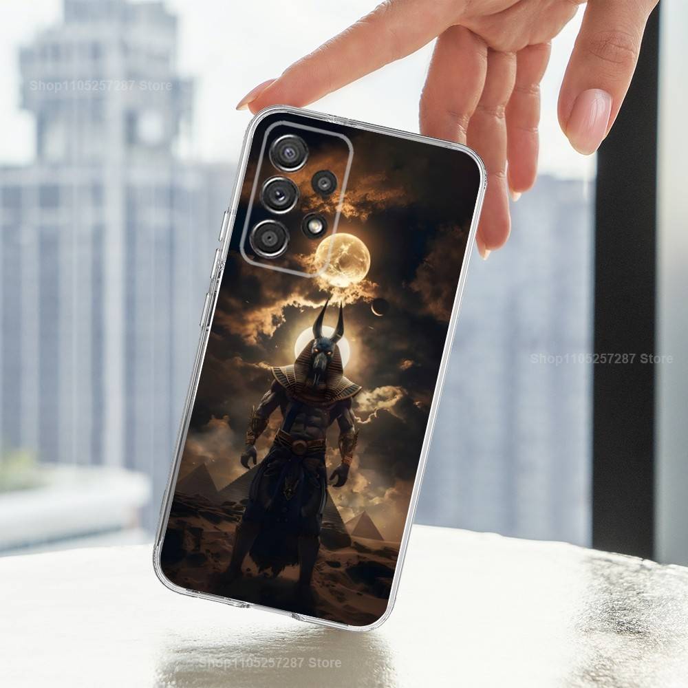 Anubis Gott Ägyptisch Handyhülle Für Samsung Ultra,FE,A30,71,51,S9,10,20,Lite, S22,23,21,PIus,Transparent, Silikon