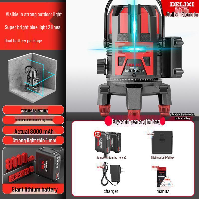 Delixi High-Precision Green Light Level Tool – Automatic Infrared Outdoor Construction Instrument