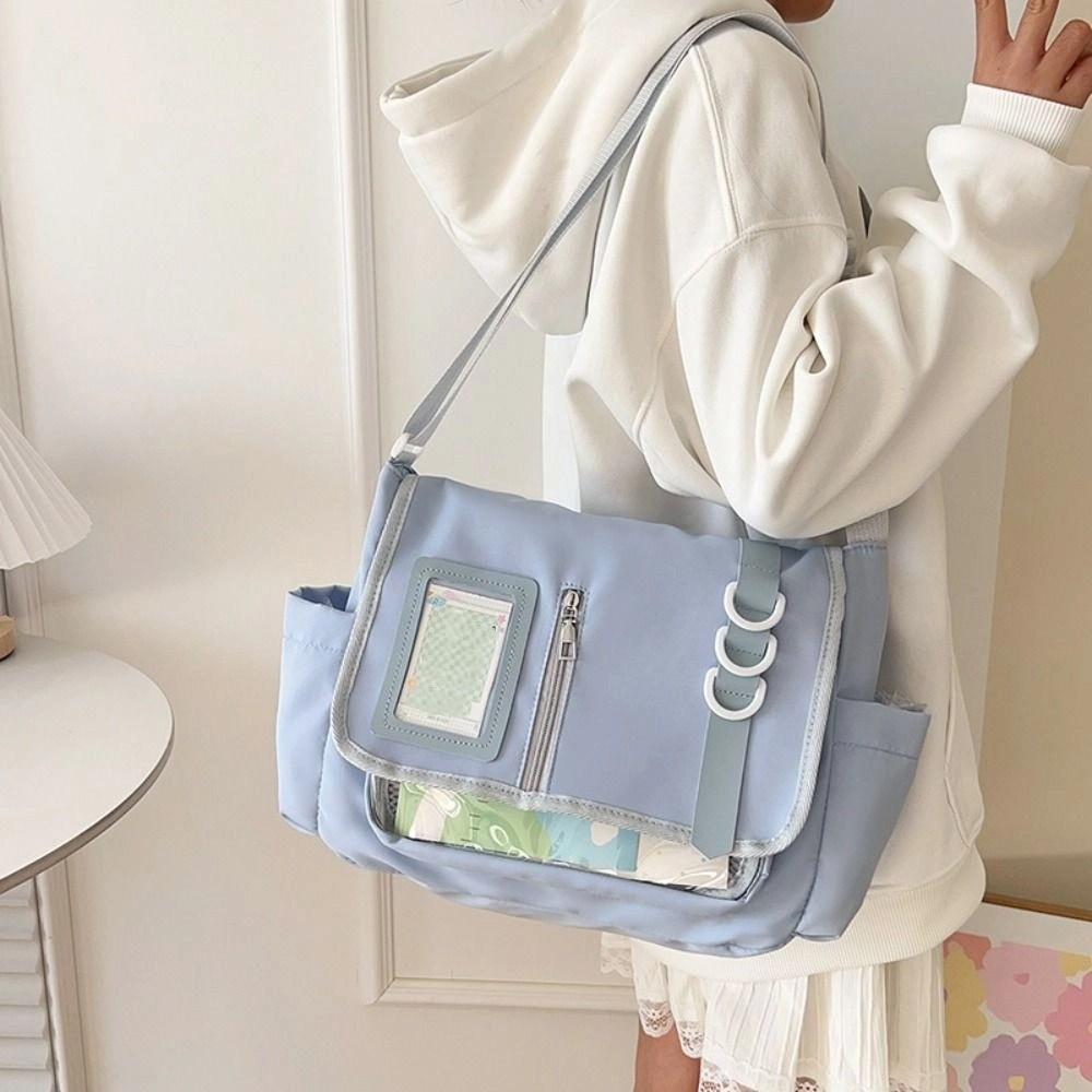 Nylon Transparent Bags Zipper Bag Shoulder Bag Pouch Bag Solid Color Itabag  Travel
