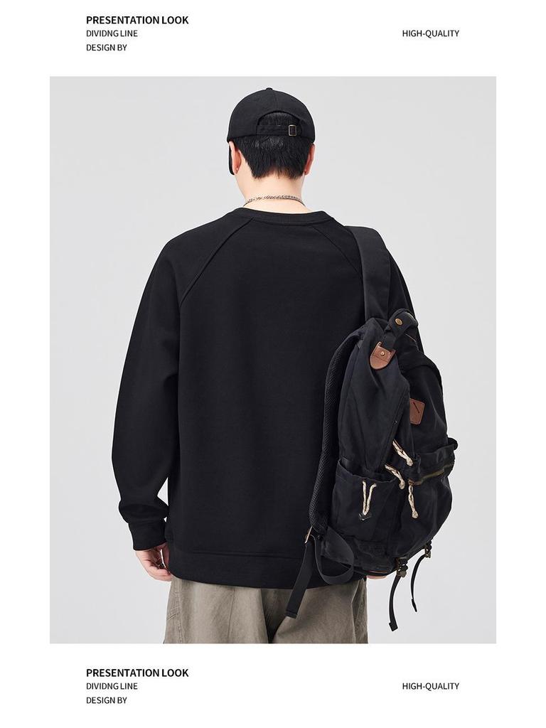Men's Trendy Loose Fit Round Neck Hoodie - Autumn/Winter Casual Pullover for Teens