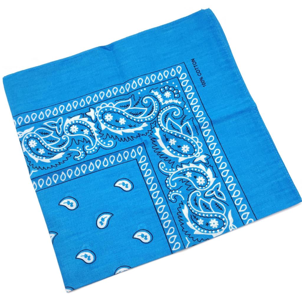 Trifong bandana light blue paisley 100% cotton blue bandana adult stylish cotton handkerchief bandana men's women's unisex 55cm x 55cm blue