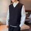 Solid Color V-neck Vest Vest Sweater Men's 2026 Autumn New Loose Knitted Vest Top Casual Trend