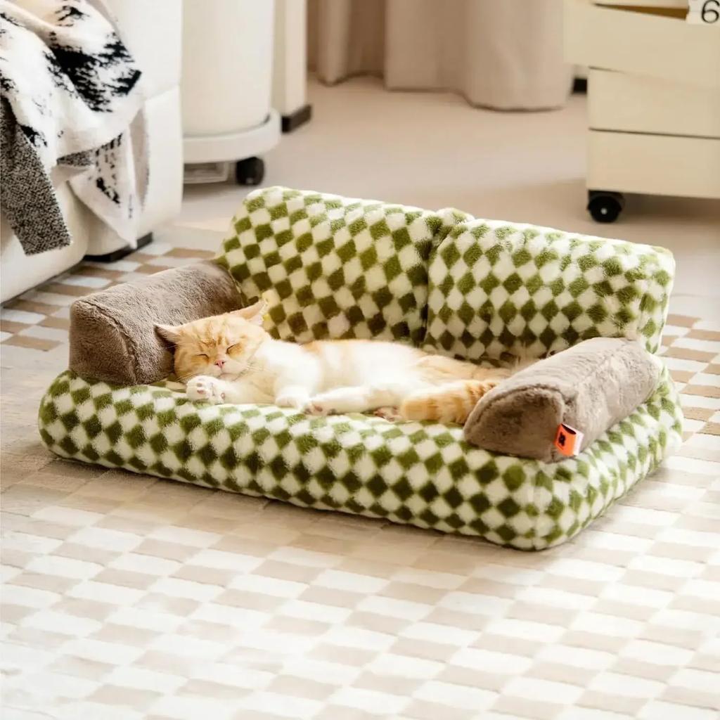 Cozy plush PET sofabed for cats and small dogs - soft, calming cotton material with no assembly required