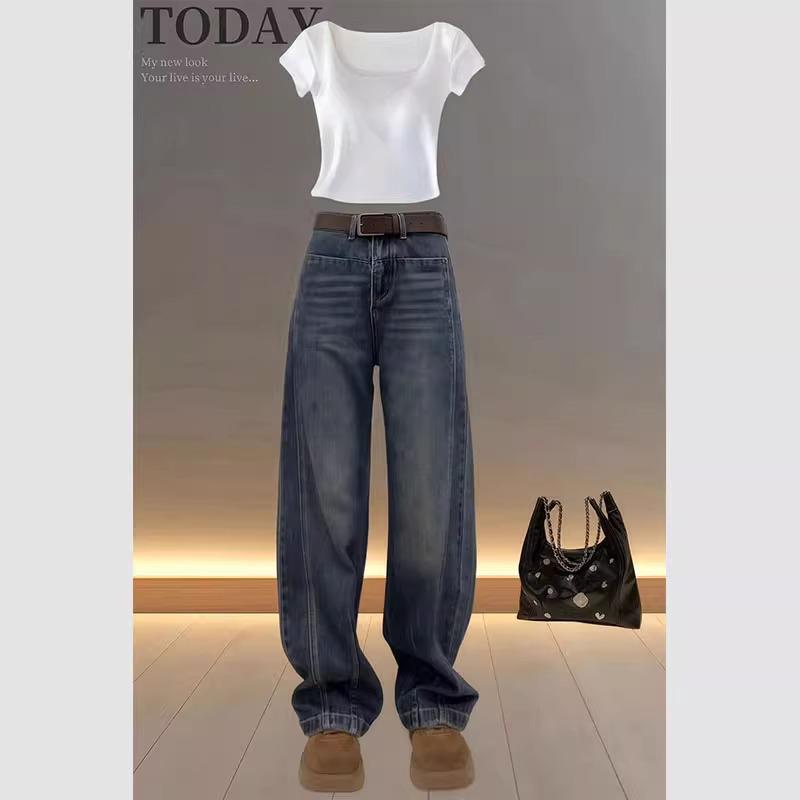 

Plus Size Loose Fit Jeans for Women - Autumn Narrow & Wide Leg Pants L