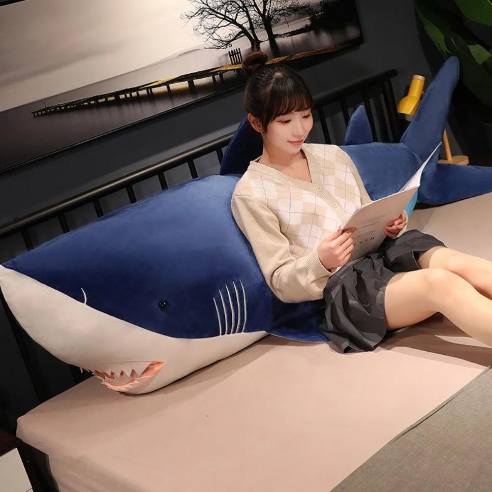 90cm Plush Giant Shark Toy Sea Fish Doll Animals Long Sleeping Pillow Cushion Stuffed Birthday Gifts For Boys Baby