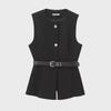Women's French Commuter Sleeveless Belted Vest - Style 9300525