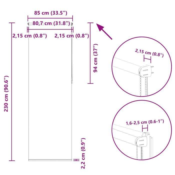 VidaXL Store enrouleur occultant largeur du tissu 85,7 cm polyester, store de jour et de nuit, store de cuisine, store 4011594