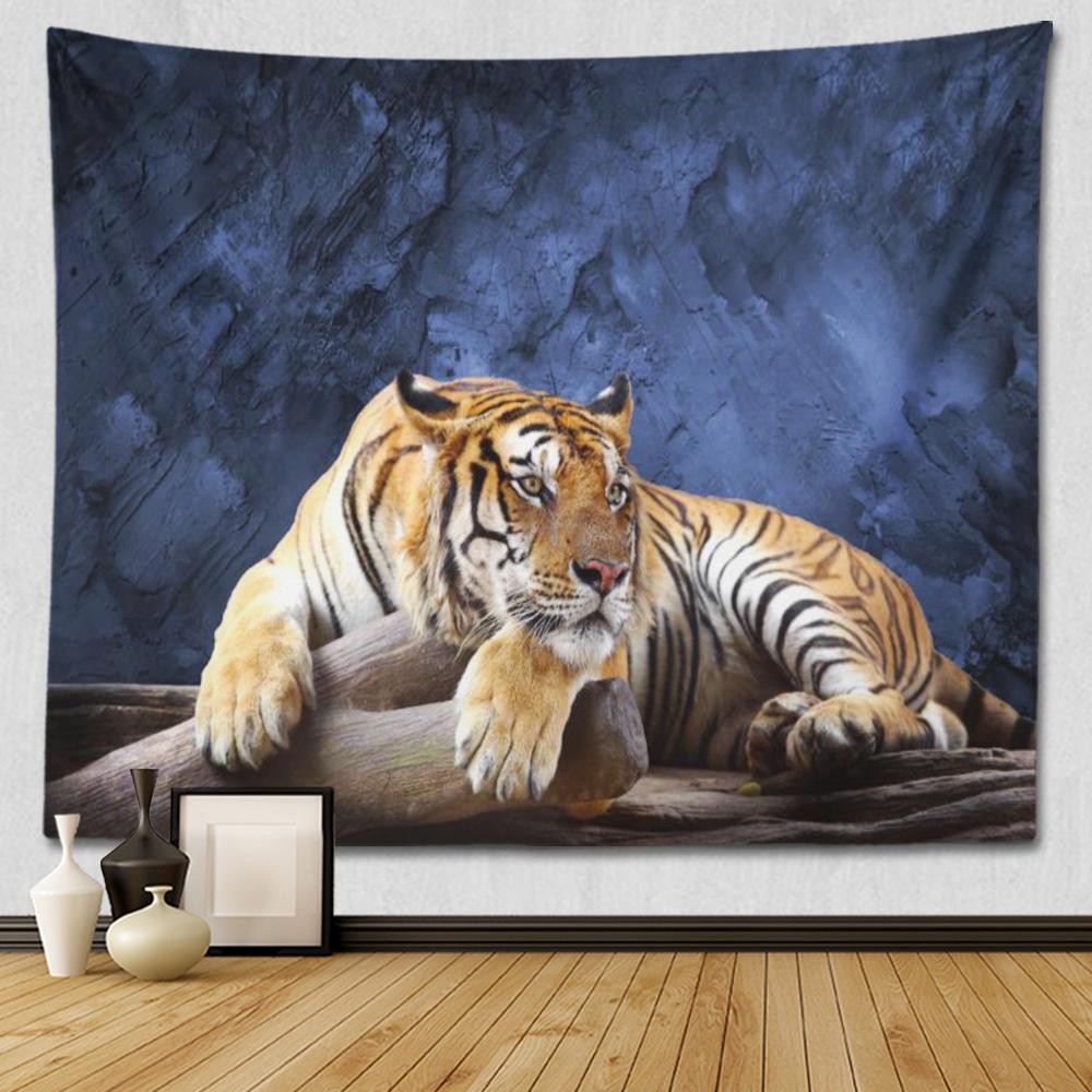 Jungle Wildlife Tiger Tapestry Cool Woodland Animal Print Tapestries Tropical Rainforest Theme Wall Hanging For Kids Boys Girls