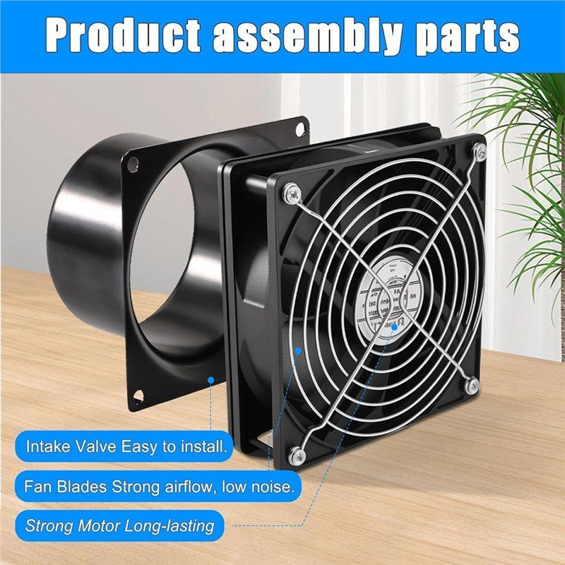 ABWR-For Bathroom, For Toilet, Kitchen, Greenhouse 12V 100Mm Extractor Fan With Speed Control, 3000 RPM Pipe Fan EU Plug