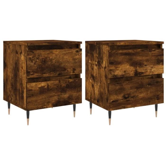 VidaXL Tables de chevet 2 pcs chêne fumé 40x35x50 cm bois ingénierie 826871