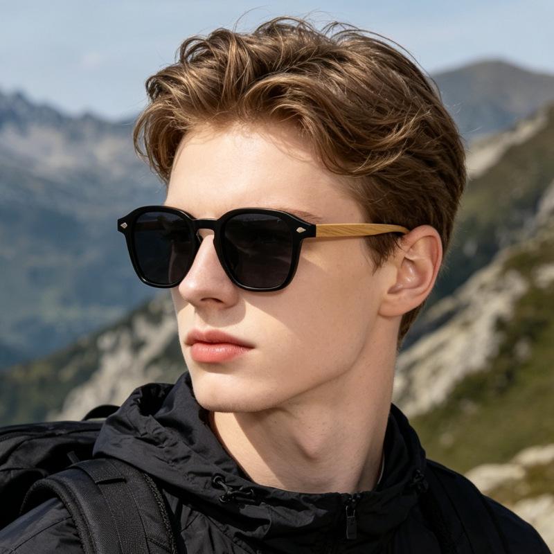 Rice nail fashion modern TR90Frame sunglasses, men's bamboo and wood legs, sun protection glasses, UV protection, stylish sunglasses for women