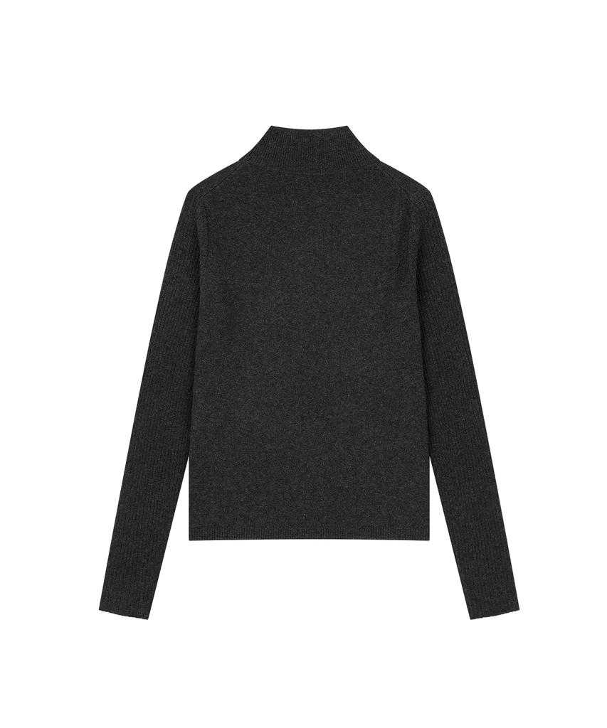Ohesio Argyle Half Neck Ribbed Knit, Charcoal