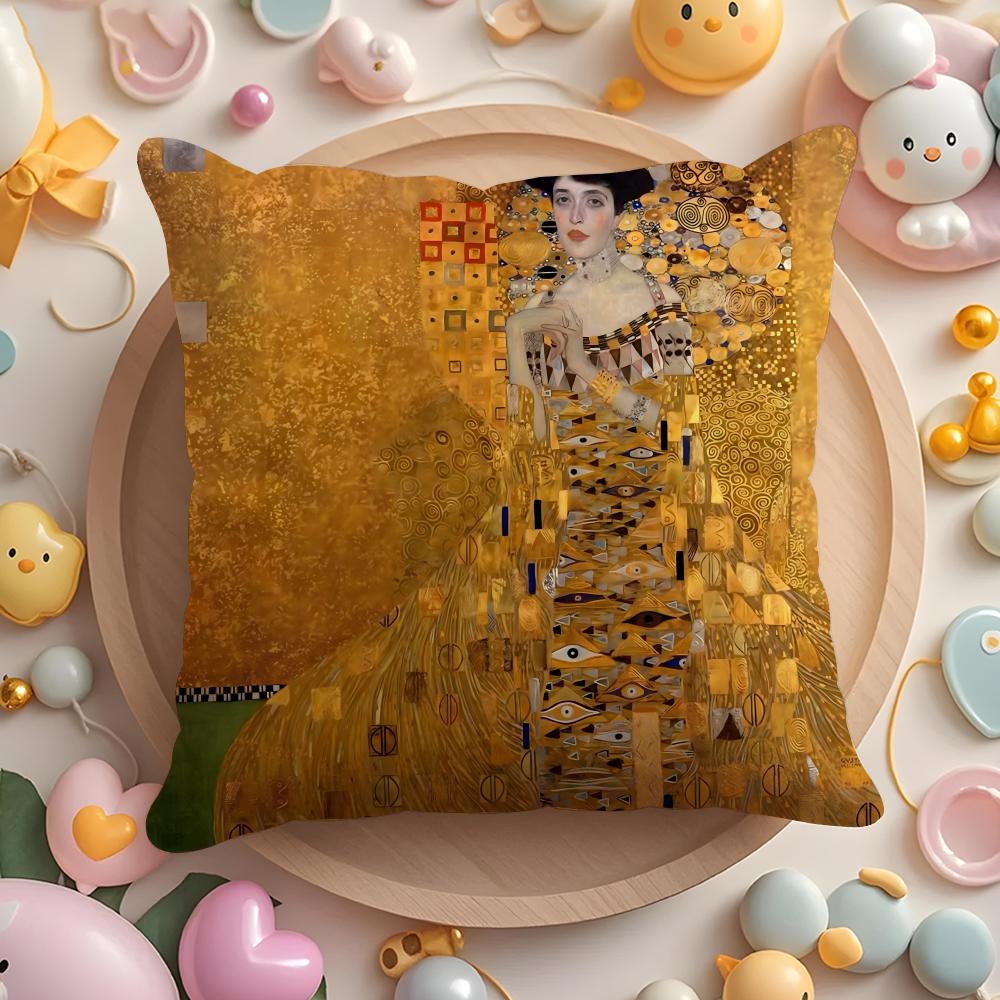 Gustav Klimt Obraz Olejny Poszewka na Poduszkę Krótki Plusz Dwustronny Nadruk Domowy Można Prać w Pralki w Ciepłą Zimę Poszewka na Poduszkę