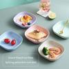 10Pcs Snack Plate Macaron Color Simple Straw Bone Spitting Plate Set Candy Fruit Cookie Cake Storage Tray Kitchen Accessories