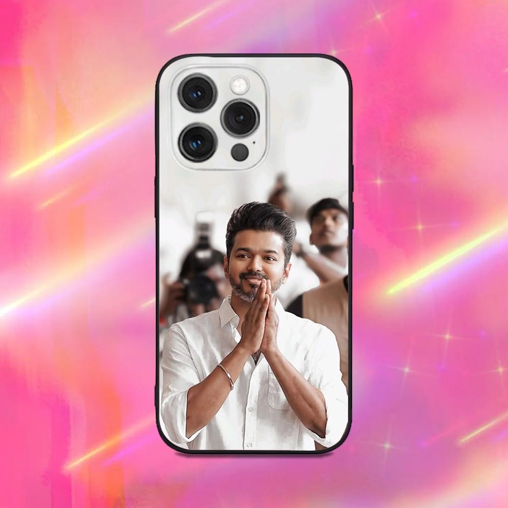 

Thalapathy V-Vijay India Phone Case For iPhone 16,15,14,13,12,11,Pro,Max,Plus,X,XS,XR,SE,8,7,Mini,Soft Silicone Black Case iPhone12