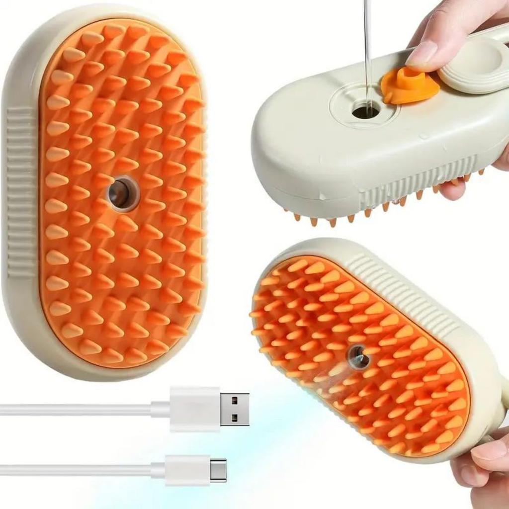 Dog Hair Brush & Cat Hair Brush Electric Pet Cleaning Brush with Steam Spray, Function for Effective Anti-Flying Fur Grooming