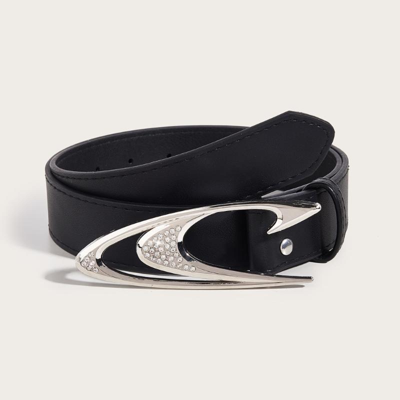 Punk PU Taillengürtel für Jeans Rock and Roll Hip Hop Nietengürtel Taillenband Glitzernde Schnalle mit Inkrustierten Strasssteinen