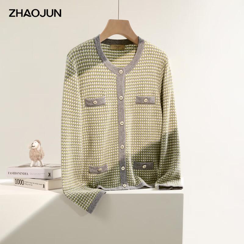 

Zhaojun Women s 100% Cashmere Chic Round Neck Cardigan XL