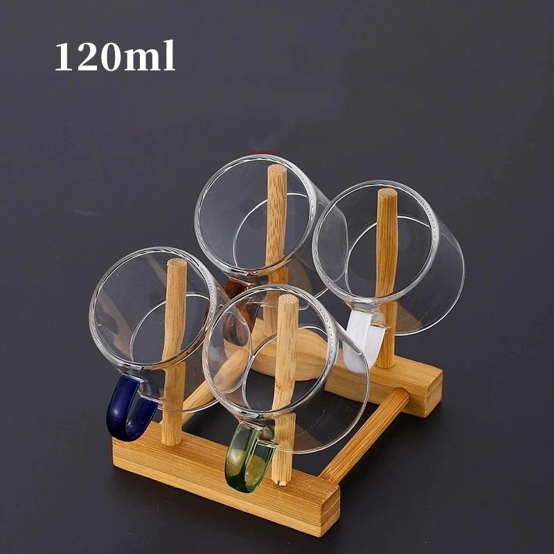 120ml Colorful Handle Glass Tea Cup with Handle – Heat Resistant High Borosilicate Water Cup