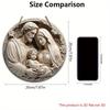 Holy Family Round Wooden Hanging Sign, 2D Flat Wooden Religious Wall Decor, Christian Faith Home Ornament