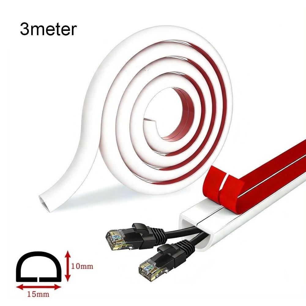 1/2/3/5meter Soft PVC Wire Cover Self-Adhesive Cable Management Protector Cord Hider  Wall Mounting
