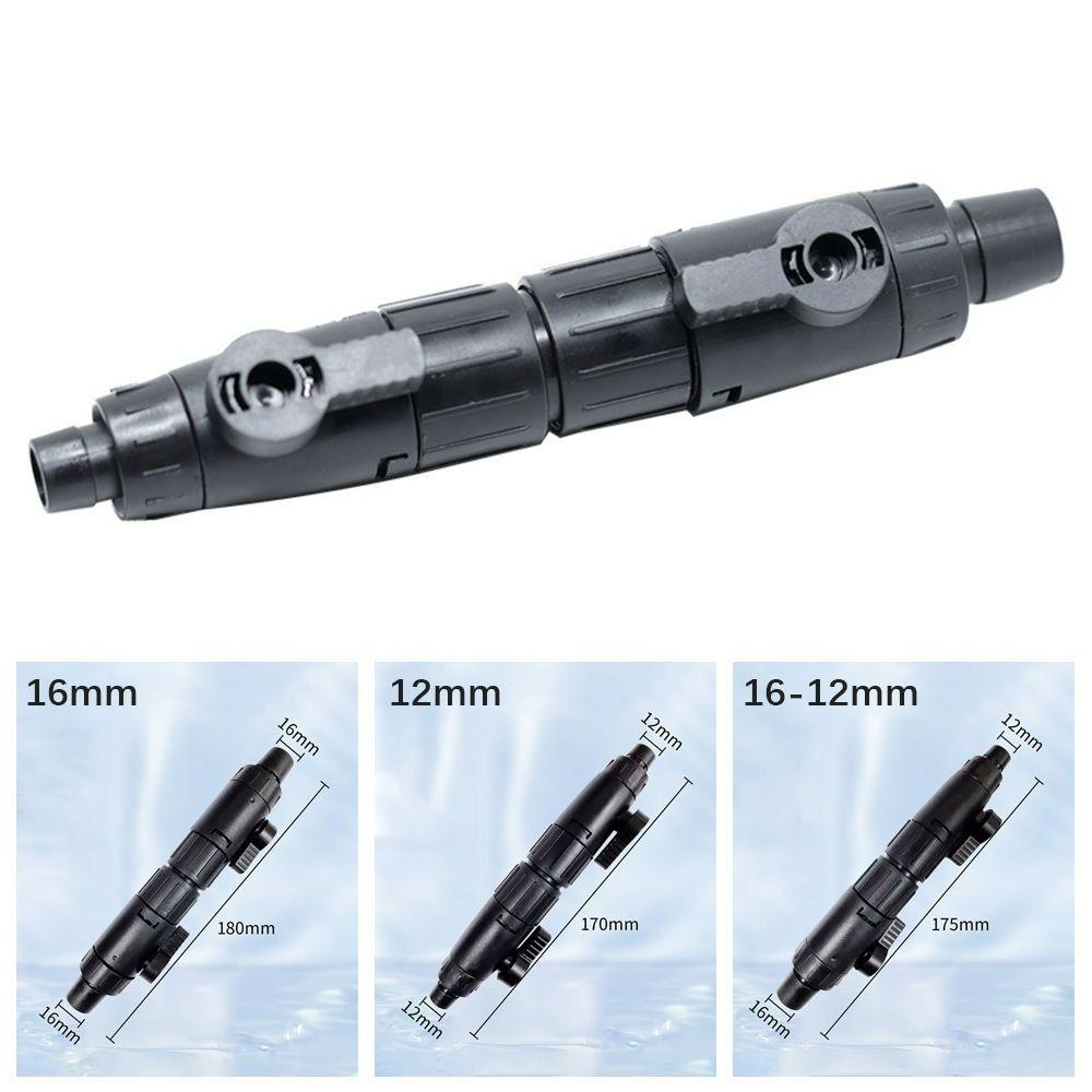 Practical Plastic Aquarium Tap Connector Black 16mm/12mm Aquarium Water Control Valve Quick Release Pipe Separation Joint