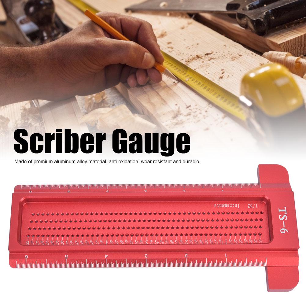 T Type Woodworking Scriber Gauge Aluminum Alloy Hole Ruler Carpenter Measuring Tool