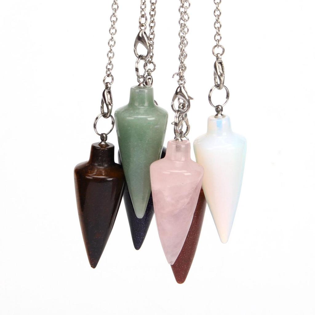 Natural Crystal Seven Chakra Colors Pendulum Pendant for Jewelry, Yoga, Handbags, Clothing, and Decor