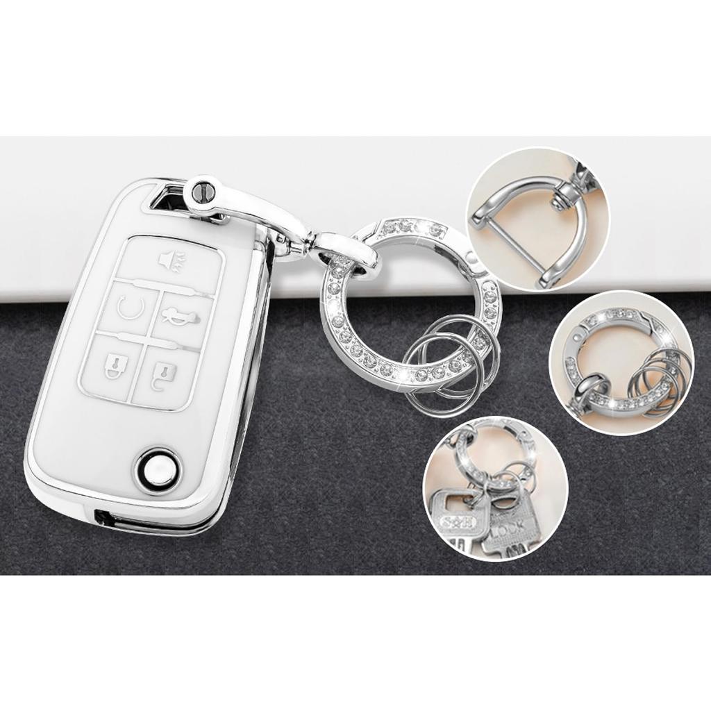 For Chevy Key Fob Cover with Keychain,Premium TPU Full Protection Key Case Shell for Equinox Camaro Cruze Malibu Impala Spark Sonic GMC