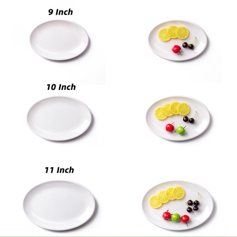 9-14 Zoll Oval Weiß Melamin Teller Speise-Set Imitation Porzellan Geschirr Flache Steak-Tabletts Küche el Tischservice Langlebig