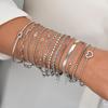 15Pcs Set Multi-Layer Hollowed-out Heart Bracelet Set for Women Stackable Figaro Herringbone Crystal Bangles Daily Wear Jewelry