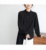 Lopuks Volume Sleeve Shirt Long Women's Blouse, Sleeve, Figure-Flattering (Black, L)