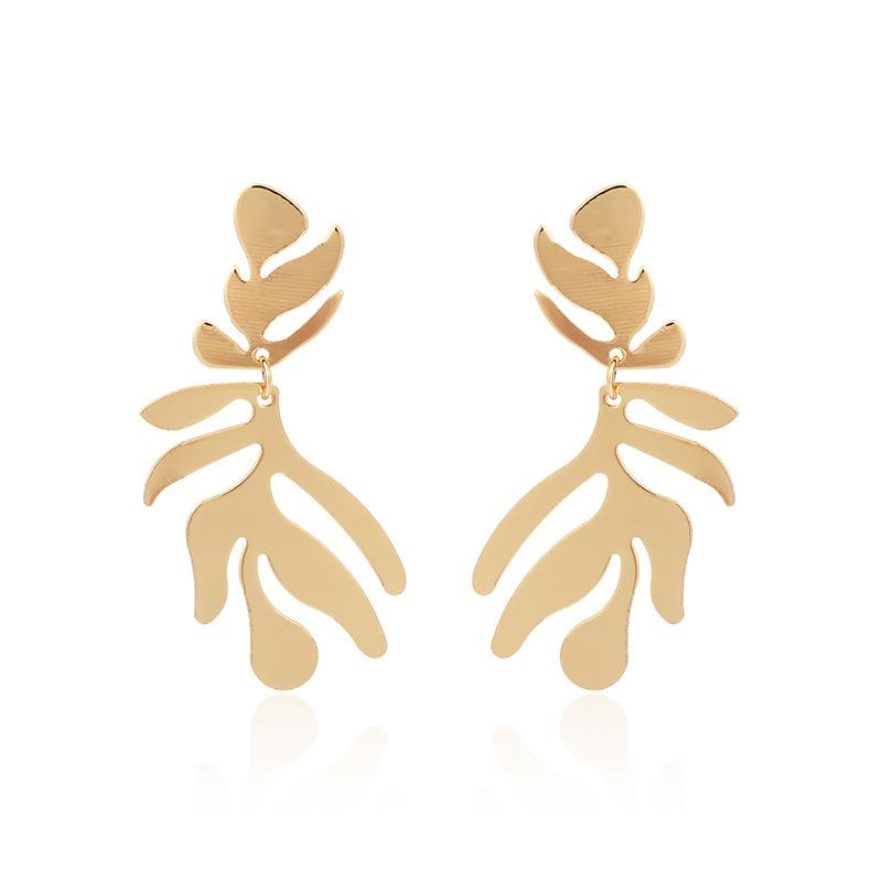 New personalized niche irregular number leaf earrings ins European and American exaggerated temperament stud earrings