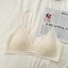 Summer breath bra ultra-thin small-breasted underwear women's French deep V invisible thin shoulder strap jelly strip seamless bra