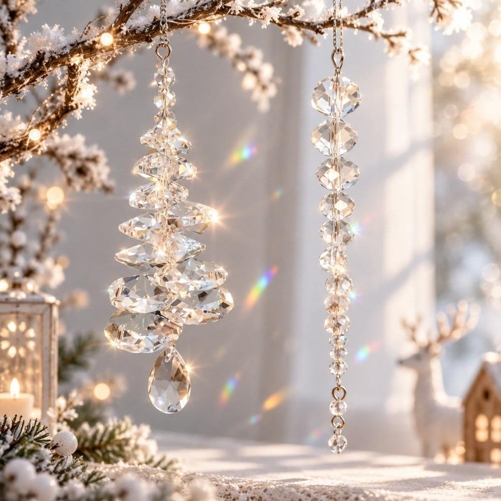 Crystal Christmas Icicle Pendants Teardrop Rhinestone Tree Pendants Christmas