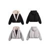 American Style Fleece Lined Thickened Cotton Jacket Loose Fit Winter Workwear Couple Coat