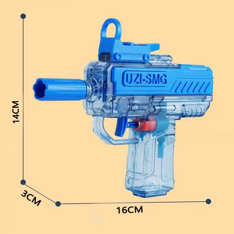 Transparent UZI Manual Water Gun Long Range High Pressure Squirt Blaster, Easy Fill Summer Pool Beach Water Fight Toy Party Gift