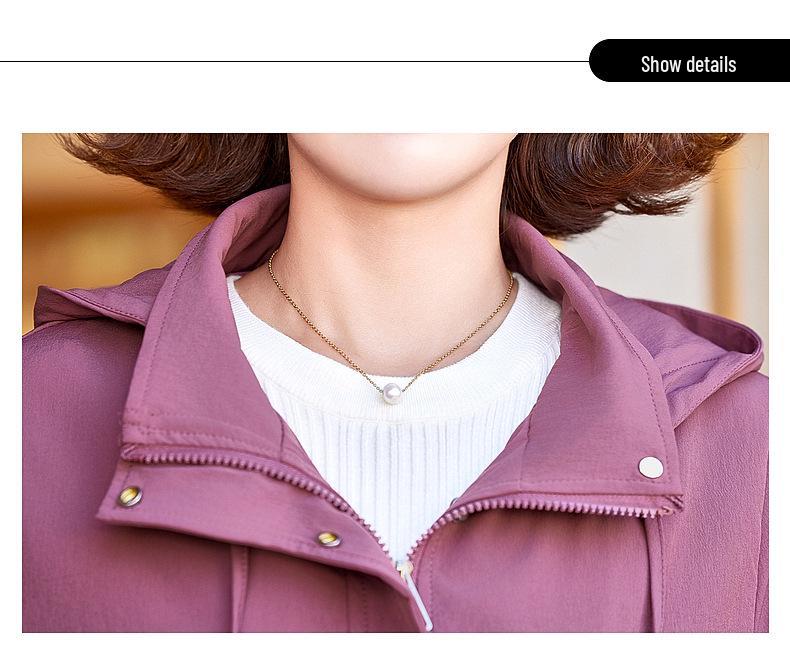 Mother's Spring/Autumn 2026 Jacket for Women: Stylish, Loose-Fit, Hooded Top for Middle-aged and Elderly